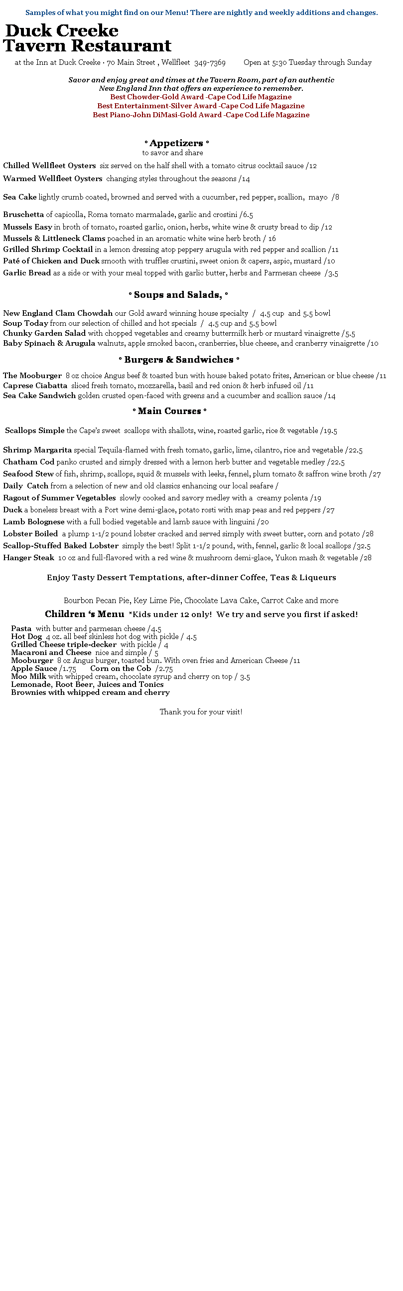 menu